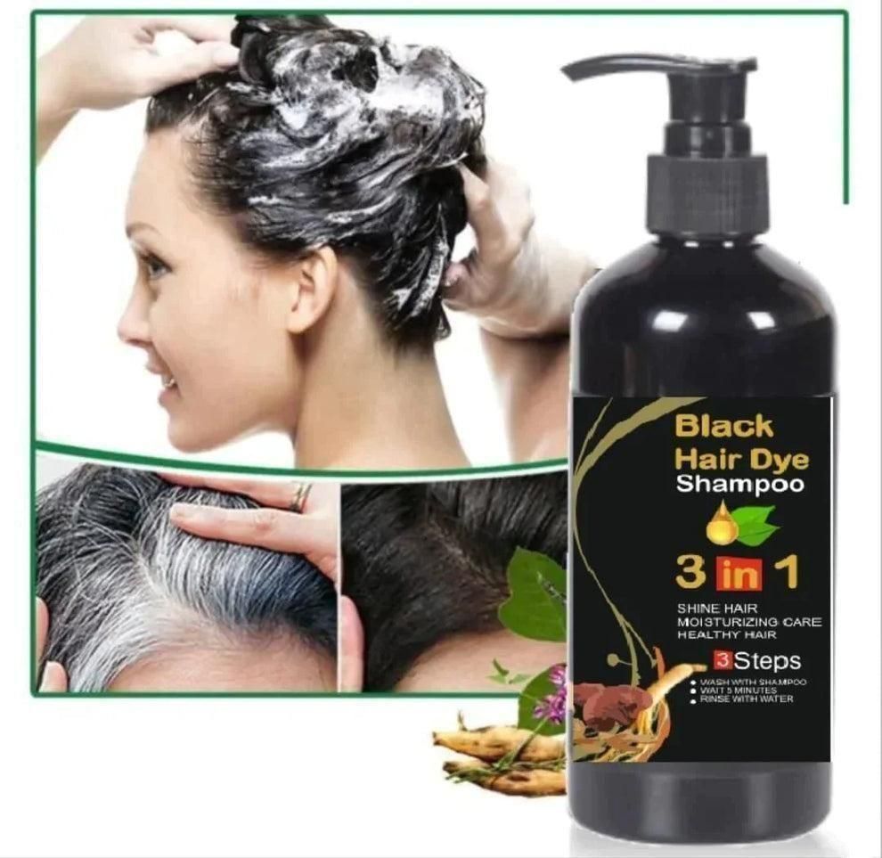 Unisex Instant Black Herbal Hair Dye Shampoo for Grey Hair Coverage Shampoo 3 in 1 Pack Of 2